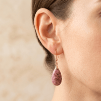 Natural Rhodonite Faceted Drop Earrings