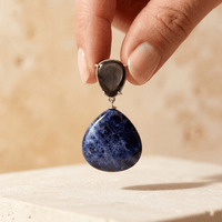 Blue Sodalite Mother Of Pearl Silver Drop Earrings
