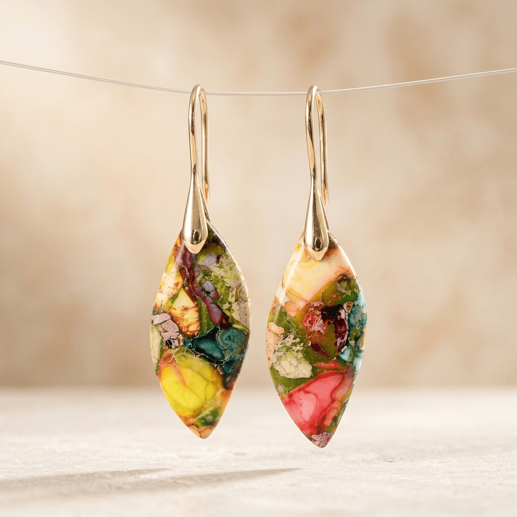 Imperial Jasper Sterling Silver Teardrop Earrings