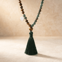 Natural Tiger Eye African Turquoise Mala Necklace