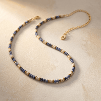 Sodalite Howlite Gold Beaded Necklace