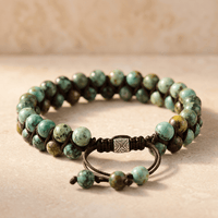 Natural African Turquoise Beaded Braided Bracelet