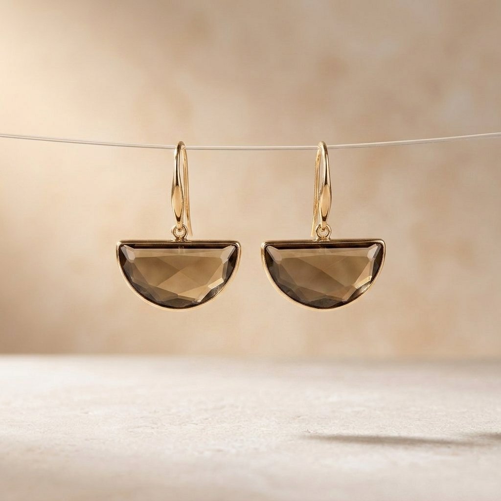 Boho Gold Semicircle Transparent Earrings