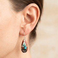 Red Turquoise Imperial Jasper Teardrop Earrings