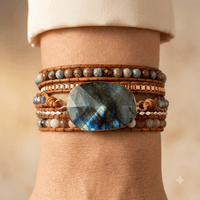 Handmade Labradorite Leather Wrap Bracelet