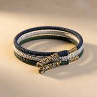 Blue White Green Woven Rope Wrap Bracelet