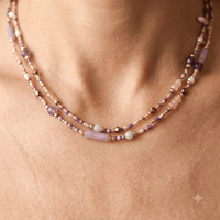 Amethyst Purple Gold Beaded Layered Necklace
