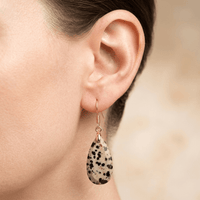 Natural Dalmatian Jasper Gold Drop Earrings