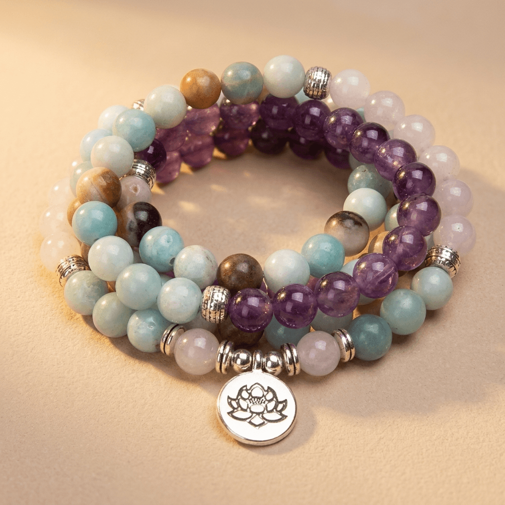 Healing Crystal Gemstone Beaded Mala Bracelet