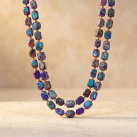 Bohemian Purple Turquoise Cushion Bead Necklace
