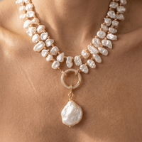 Baroque Freshwater Pearl Gold Pendant Necklace