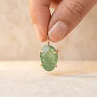 Green Aventurine Gold Oval Stud Earrings